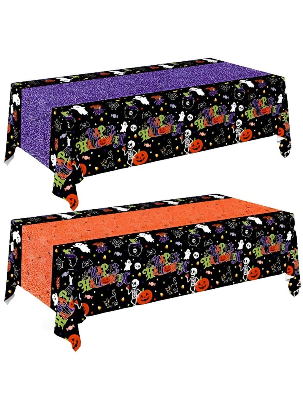 2 Pack Halloween Tablecloth, 54 x 108 Inch Disposable Plastic Table Cover,